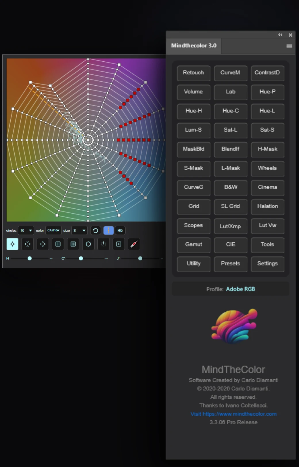 MindTheColor 3 panel in Adobe Photoshop